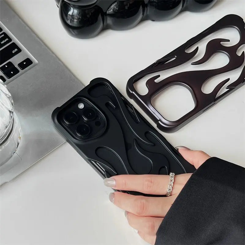🔥 New 3D Flame Pattern Hollow Slim Phone Case 🔥