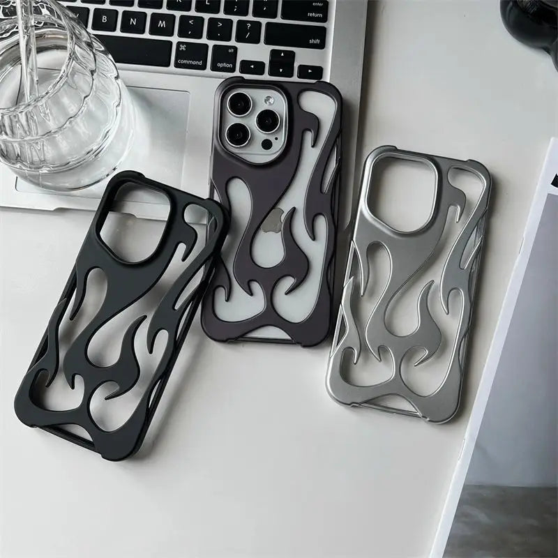 🔥 New 3D Flame Pattern Hollow Slim Phone Case 🔥